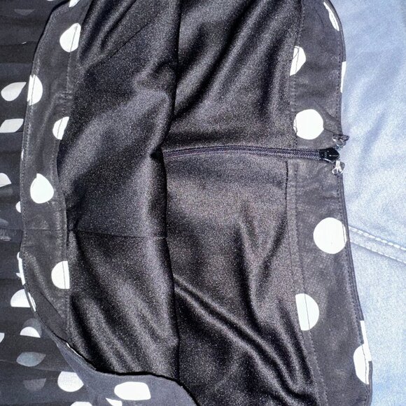 Black & White Pleated Polka Dot Women's Mini Skirt Downeast Large - Picture 6 of 10